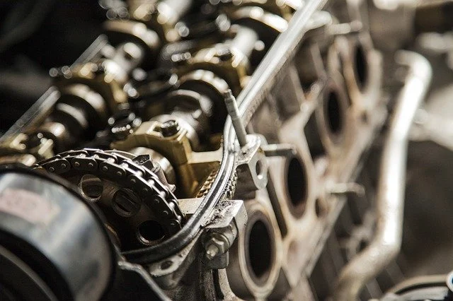 Close-up of generator engine components